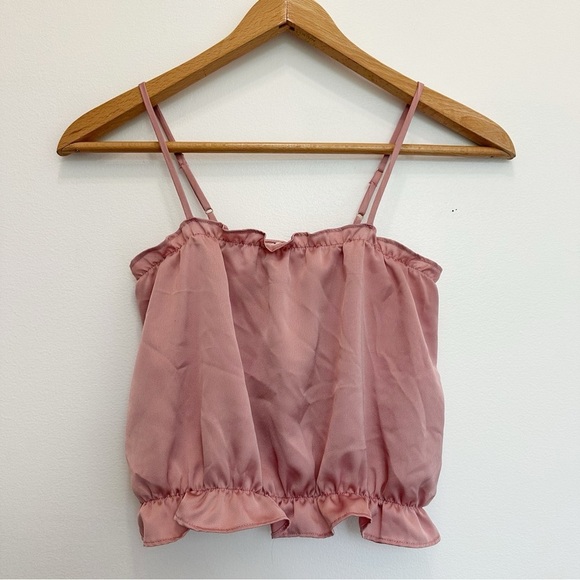 Intimately Free People Into It Square Neck Crop Top Shirt Satin Pink Size Medium - Picture 2 of 8